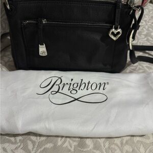 Vintage Brighton Black Crossbody Bag with Heart Charm